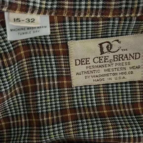 Vintage Dee Cee Western Plaid Sawtooth Shirt Pearl Snap Long Sleeve 15-32 - Picture 12 of 14